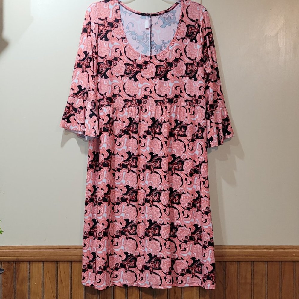 Flirty Pink dress semi short sleeve with ruffle Size 1X
